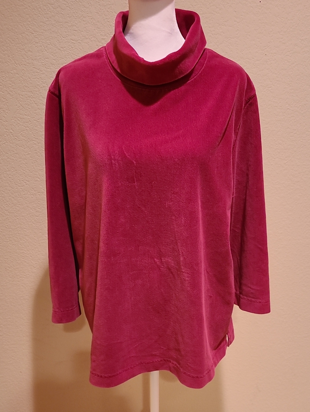 White Stag Women's Cotton Turtleneck Top - Raspberry Pink Size XL
